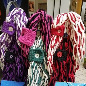 NEW- Handmade Infinity Scarves with Crocheted Button Cuff
